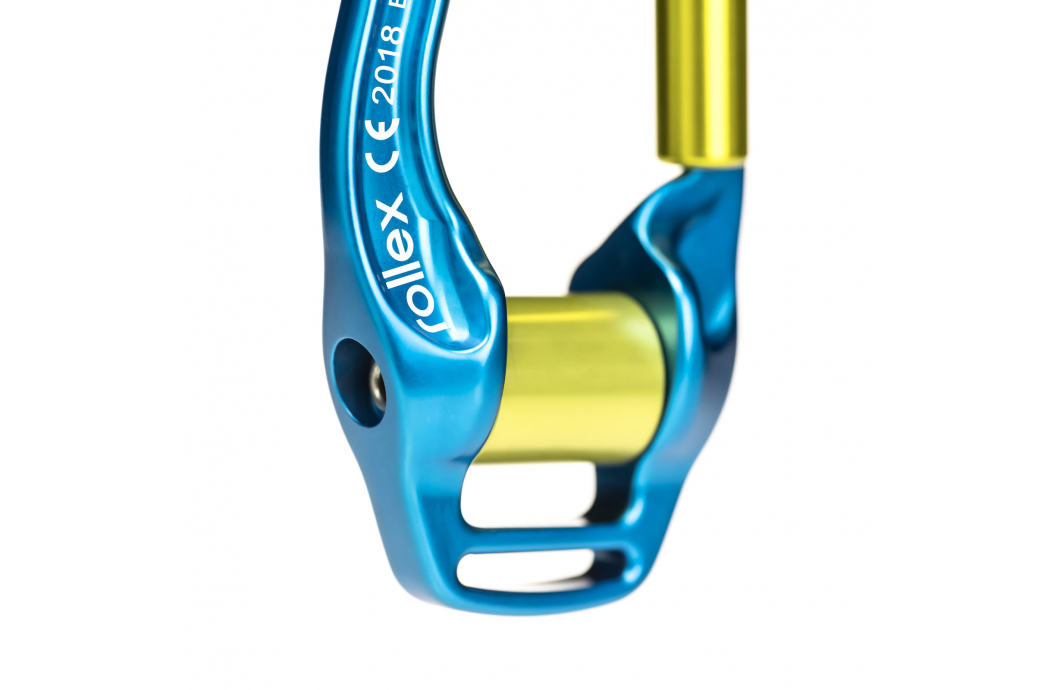 Revolutionary slackline pulley carabiner with 1inch roll. Colour Lime